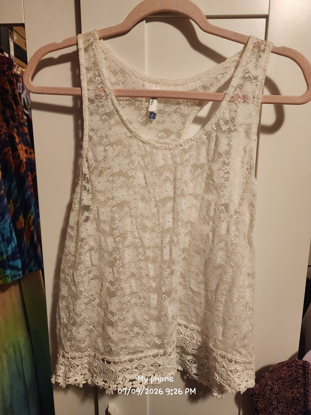 Lace Crochet Hem Tank Top - Ivory